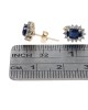 Blue Sapphire and Diamond Halo Stud Earrings in White and Yellow Gold